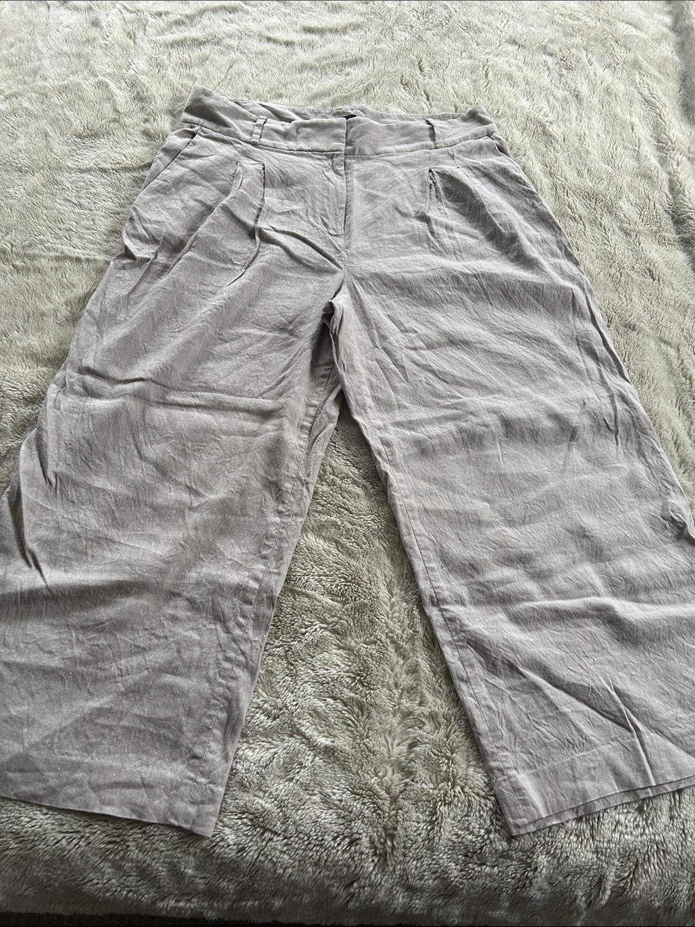 Ann Taylor Neutral Linen Trousers in Light Taupe